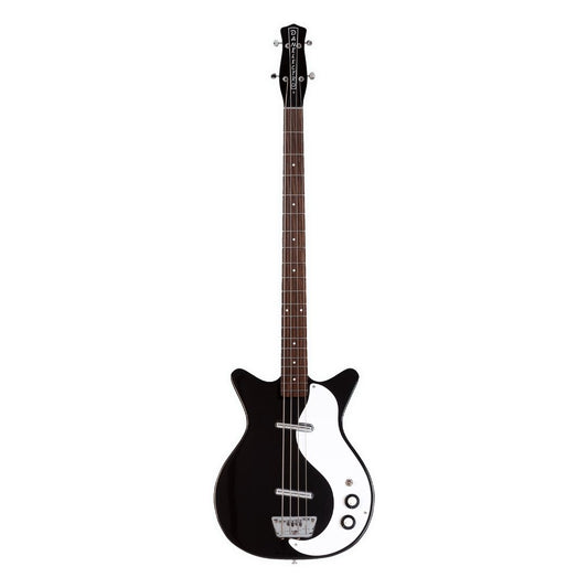 Front view of Danelectro '59DC Long-Scale Bass Guitar Black on white background
