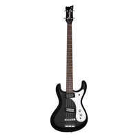 Front view of Danelectro '64 Bass Guitar Black Pearl on white background