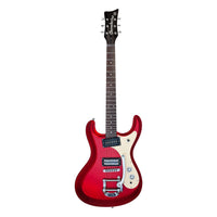 Front view of Danelectro '64 Electric Guitar Red Metallic on white background