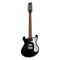 Front view of Danelectro '66 12-String Electric Guitar Black on white background
