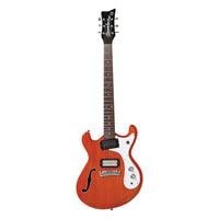 Front view of Danelectro '66 Electric Guitar Transparent Orange on white background