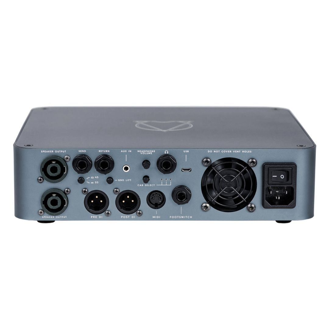 Rear view of Darkglass Alpha-Omega 900 Bass Amplifier Head on white background