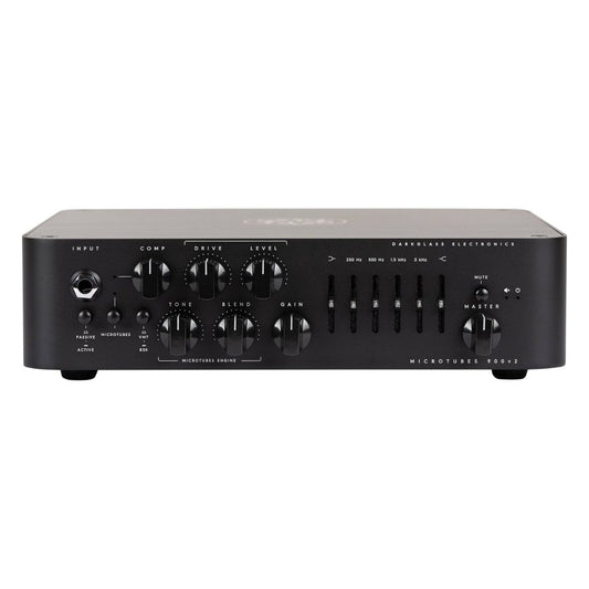 Front view of Darkglass Microtubes 900v2 Bass Amplifier Head on white background