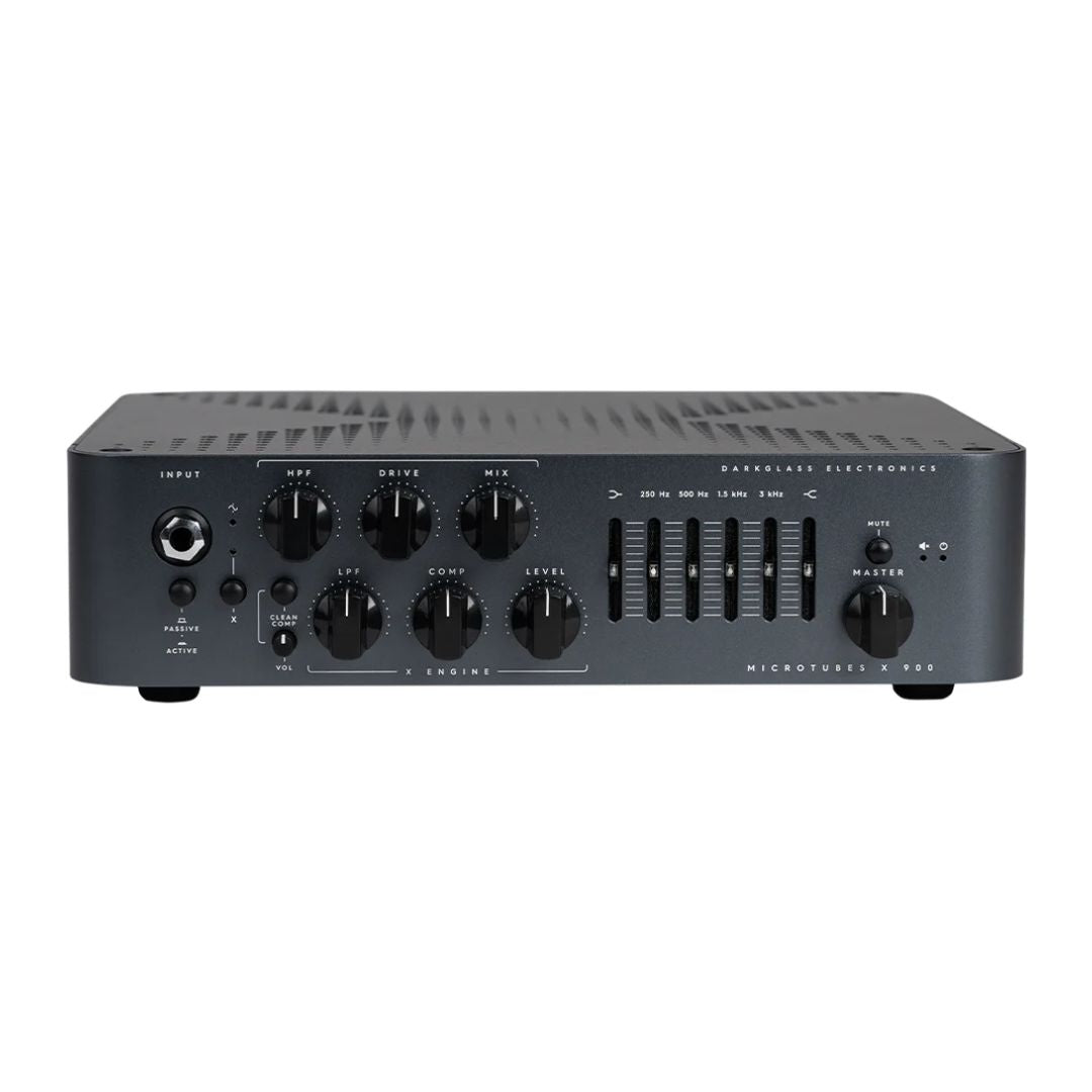 Front view of Darkglass Microtubes X 900 Bass Amplifier Head on white background