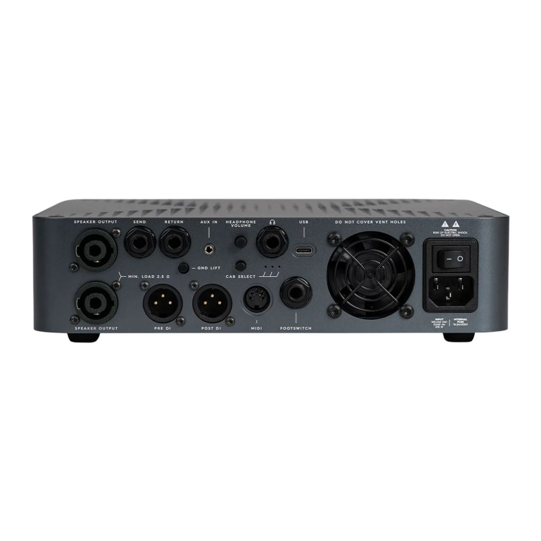 Rear view of Darkglass Microtubes X 900 Bass Amplifier Head on white background