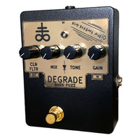 Angled front view of Dirty Haggard Degrade Pedal Black & Gold on white background