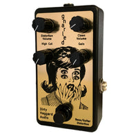 Angled front view of Dirty Haggard Gnarled Pedal Black & Gold on white background