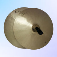 Front view of Dream Cymbals A2E22 Energy Series 22" Hand Cymbals (Pair) on blue background