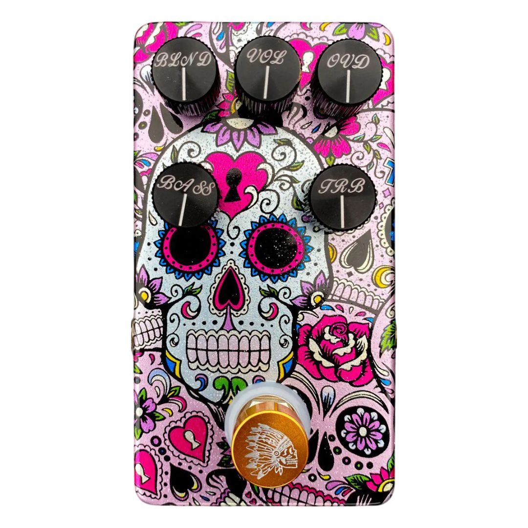 Top view of Flattley Bass Chief Bass Overdrive Pedal on white background