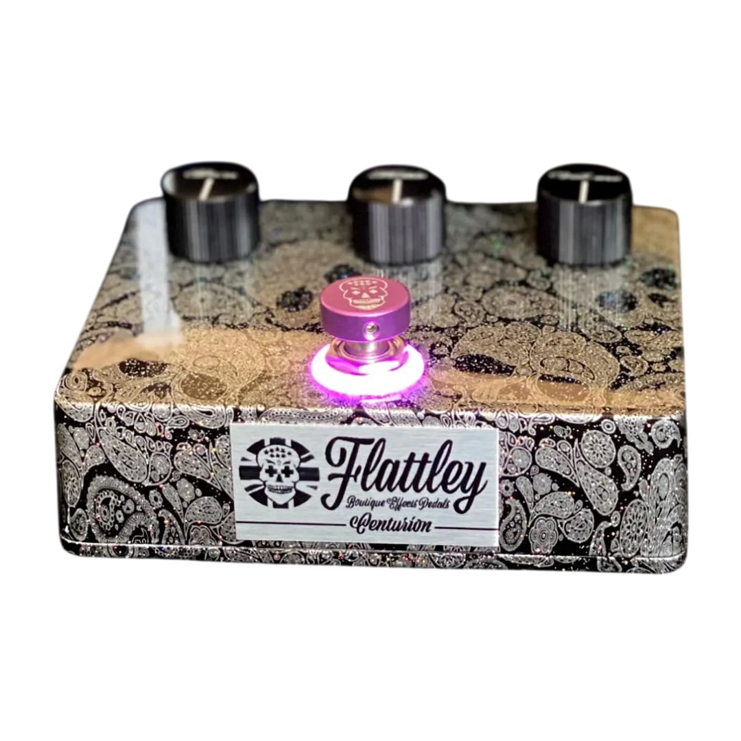 Front view of Flattley Centurion Transparent Overdrive Pedal on white background