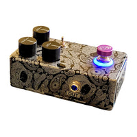 Side view of Flattley Revolution Dynamic Overdrive Pedal on white background