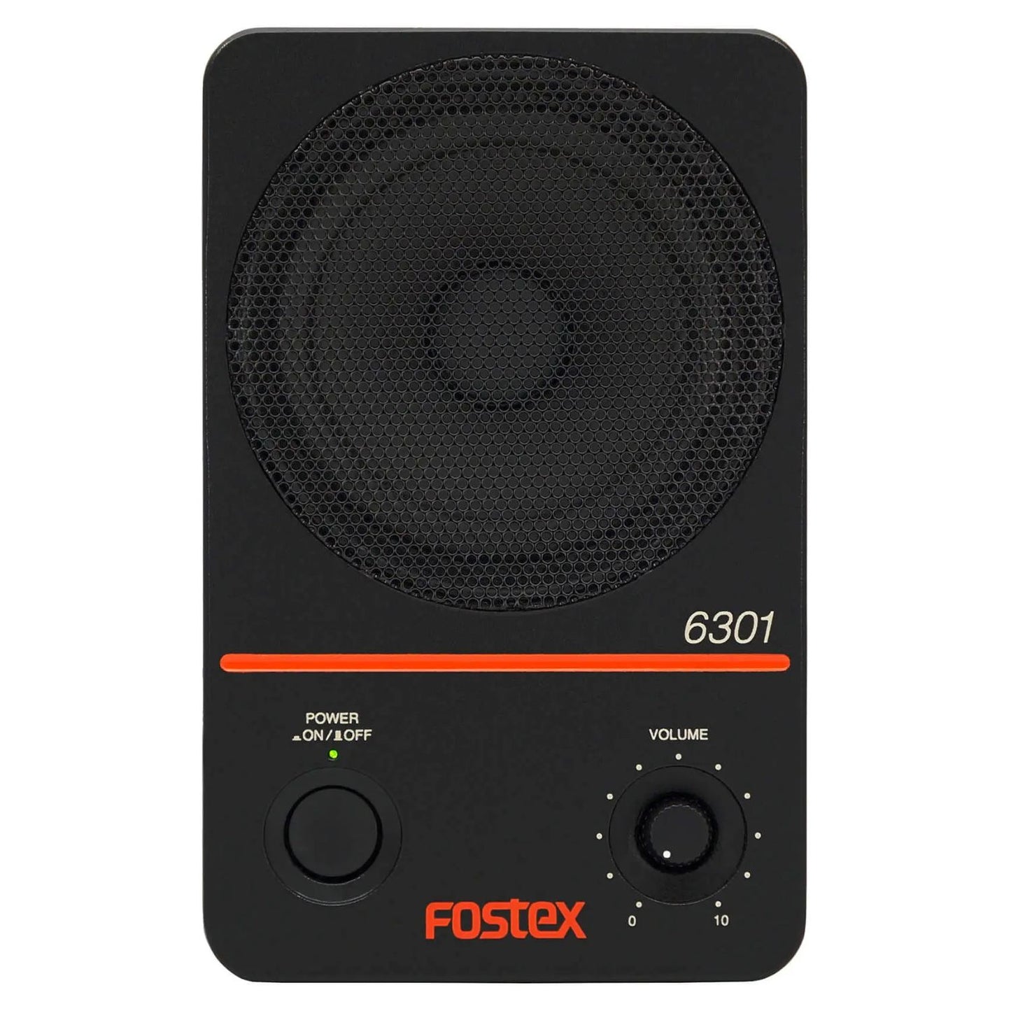 Front view of Fostex 6301NX 4" Active Speaker Single on white background