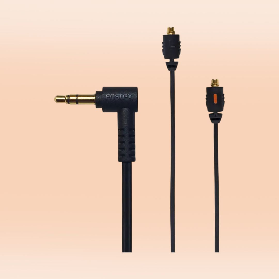 Close up view of Fostex ET-H1.2N6 Replacement Cable for TE-05 and TE-07 on orange background