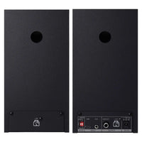Rear ports view of Fostex PM0.3BD 3" Active Speakers with Bluetooth and USB-DAC on white background