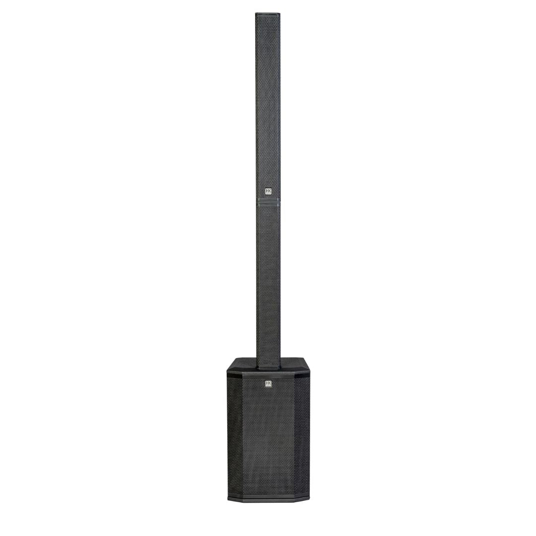 Front view of black HK Audio Polar 12 MKII on white background