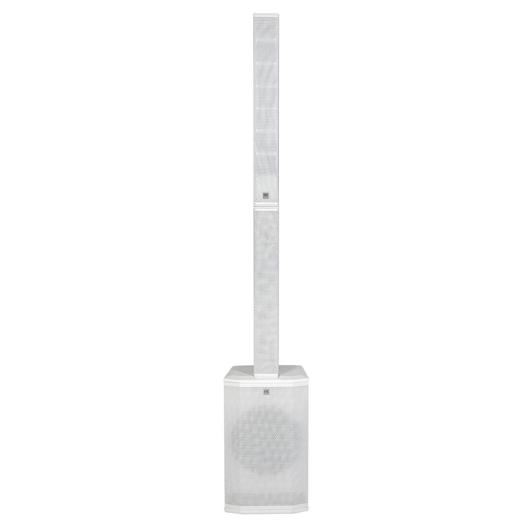Front view of white HK Audio Polar 12 MKII on white background