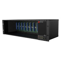 Angled front view of Harrison Audio D510 500 Series Rack on white background