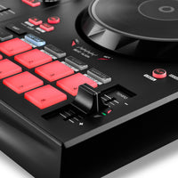 Close up view of Hercules DJControl Inpulse 300 MK2 DJ Controller on white background