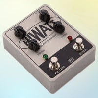 Angled view of Hiwatt Filter Fuzz MKII 1.1 Edition Pedal on multicolored background