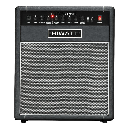 Front view of Hiwatt Leeds 25R Combo 1x10 Guitar Amplifier on white background