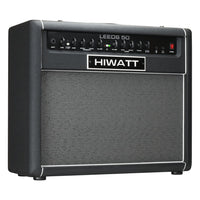 Angled front view of Hiwatt Leeds 50R Combo Guitar Amplifier on white background