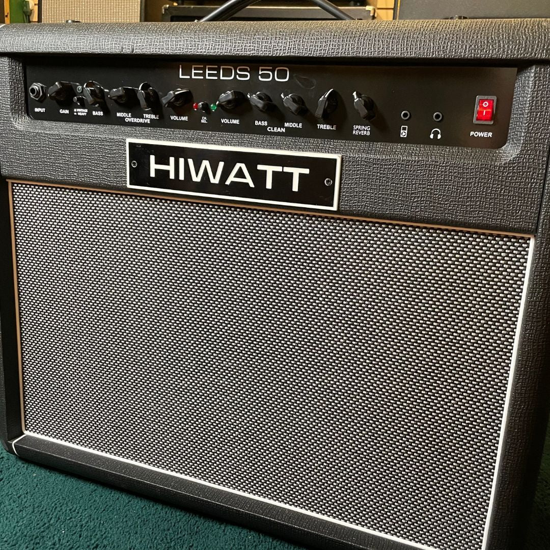 Angled front view of Hiwatt Leeds 50R Combo Guitar Amplifier in studio