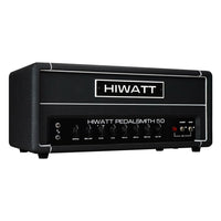 Angled front view of Hiwatt PEDALSMITH 50 Guitar Amplifier Head on white background