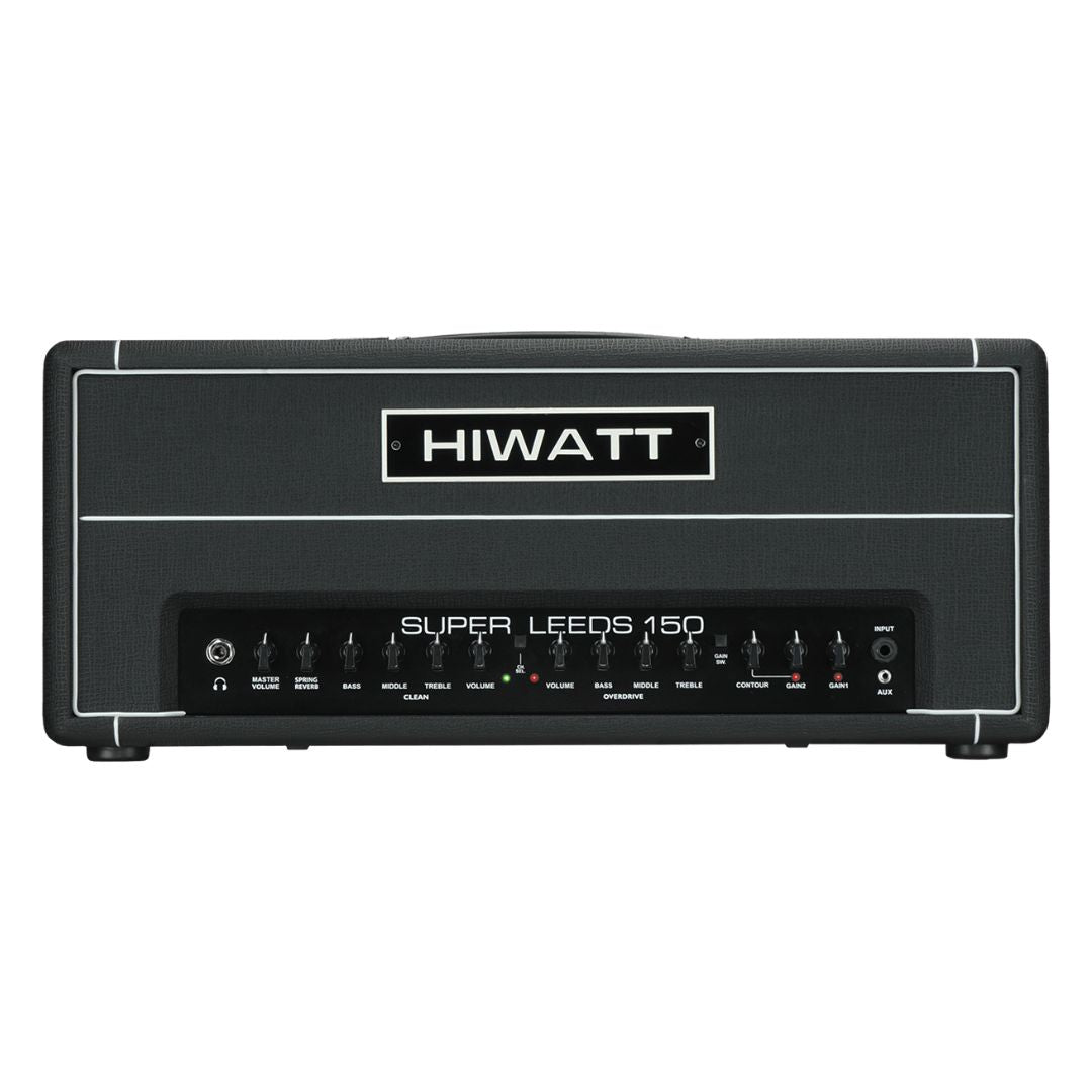 Front view of Hiwatt Super Leeds 150R Guitar Amplifier Head on white background