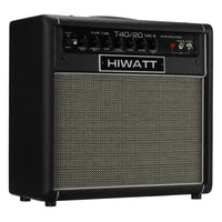 Angled front view of Hiwatt T40/20 Combo 1x12 Guitar Amplifier on white background