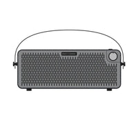 Portable radio with a clear plastic cover on a white background