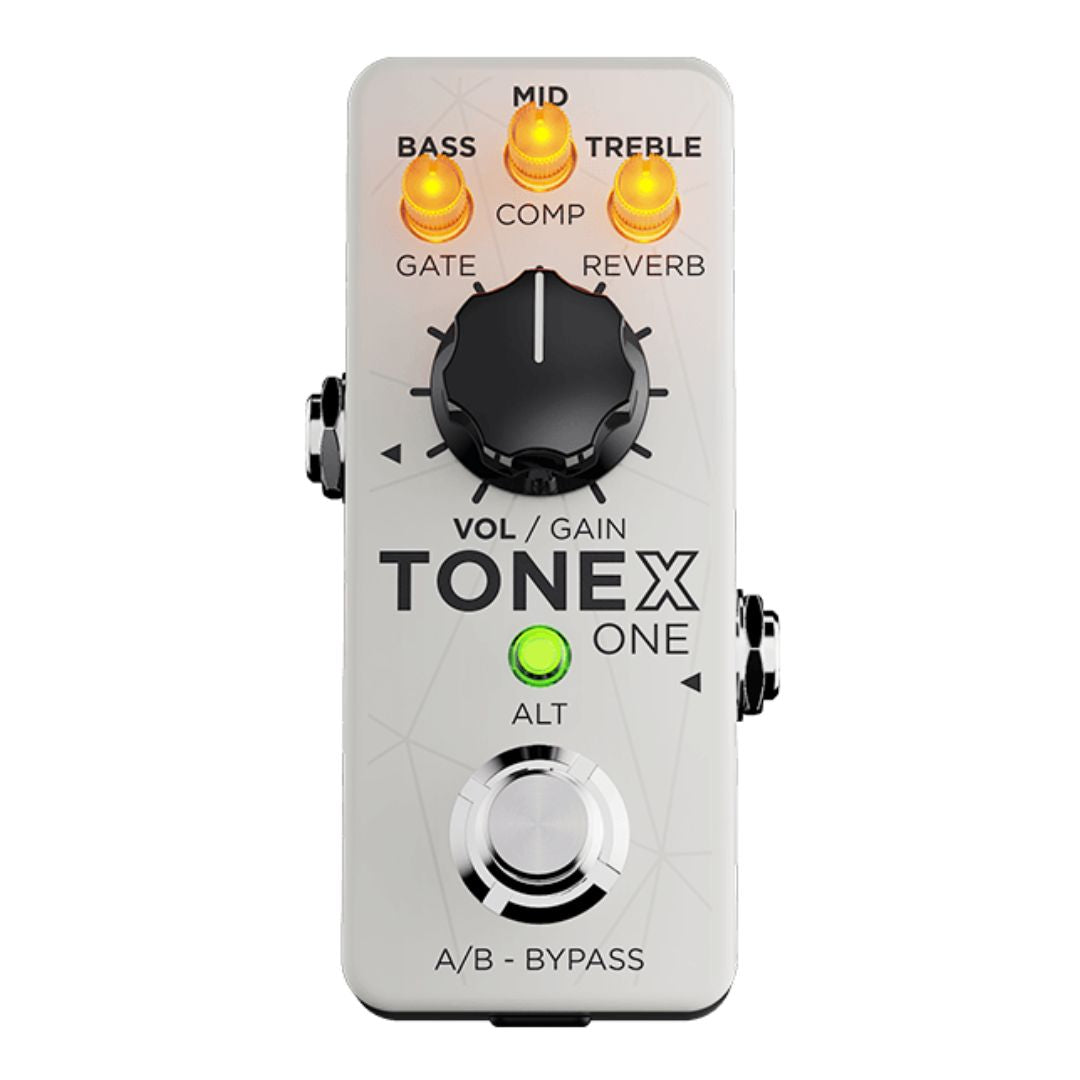 Top view of IK Multimedia TONEX One Brown Sound Pedal White on white background