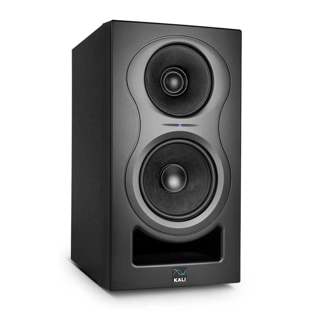 Black speaker with Kali logo on a white background