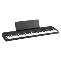 Angled front view of Korg B2 Digital Piano Black on white background