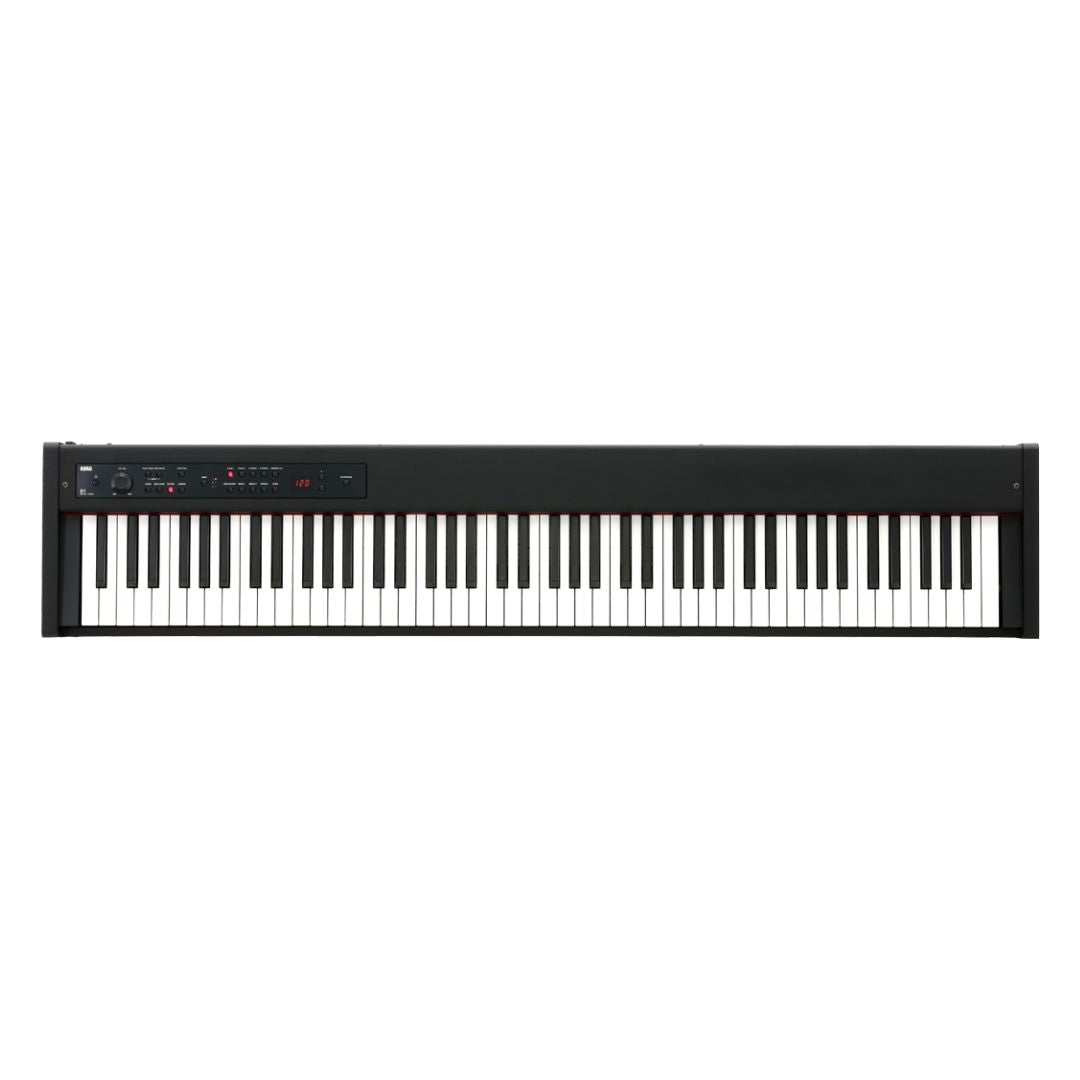 Top view of Korg D1 Digital Piano on white background
