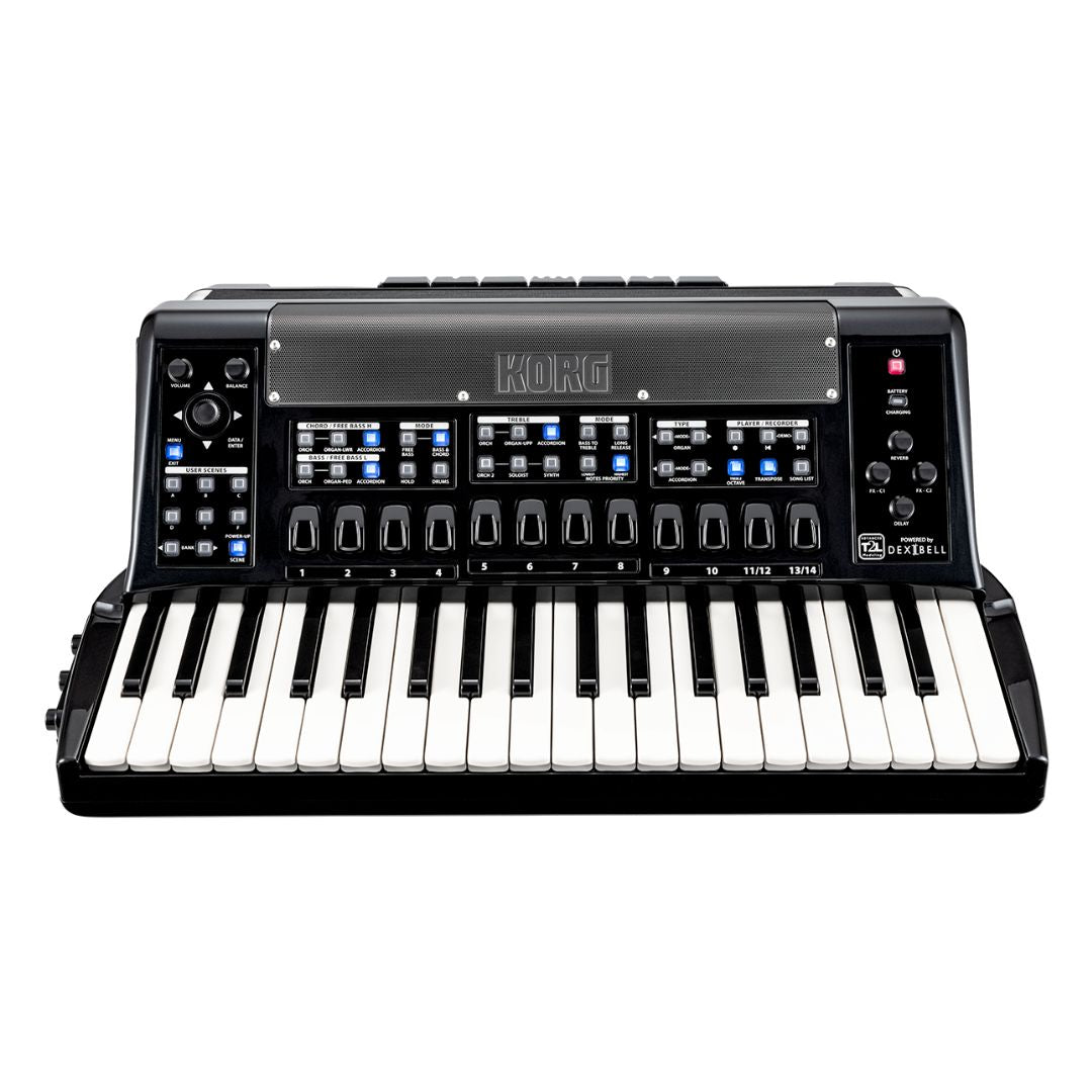 Front view of Korg FISA SUPREMA C Aero Digital Accordion Buttons on white background