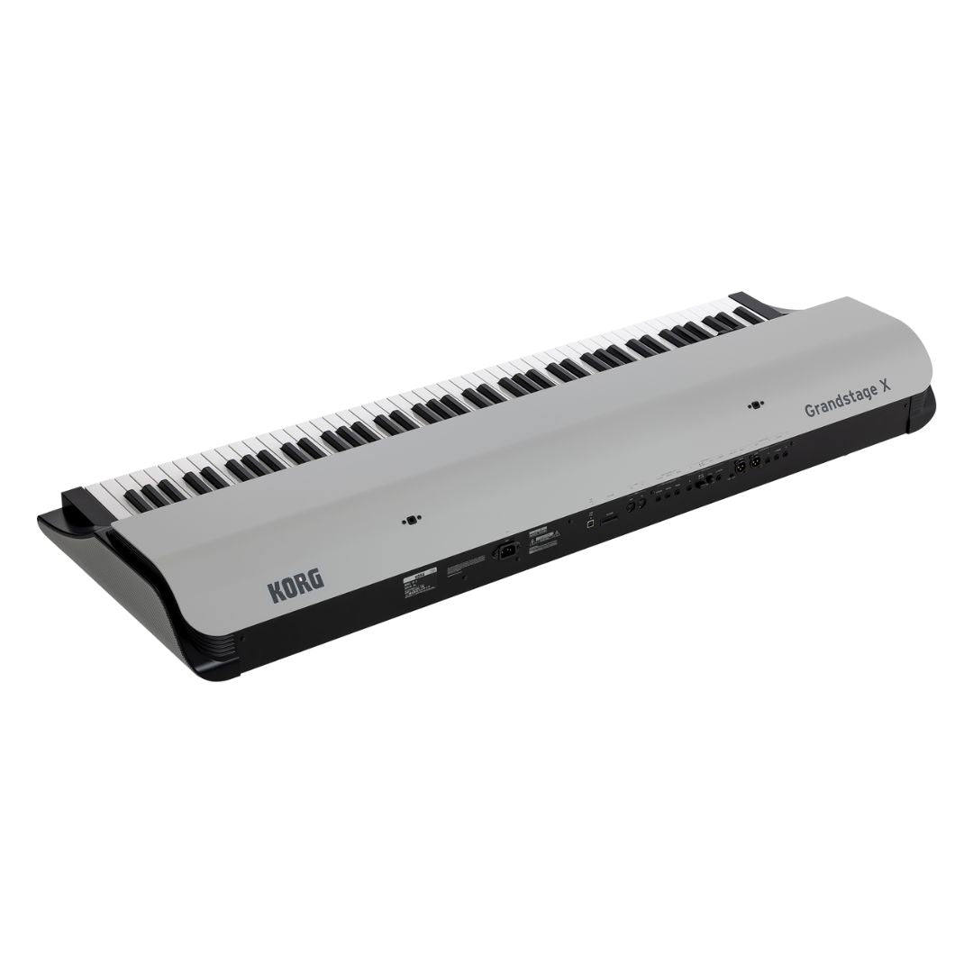 Angled rear view of Korg Grandstage X on white background