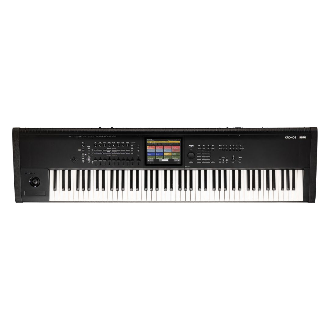 Top view of Korg KRONOS Music Workstation 88 Keys on white background