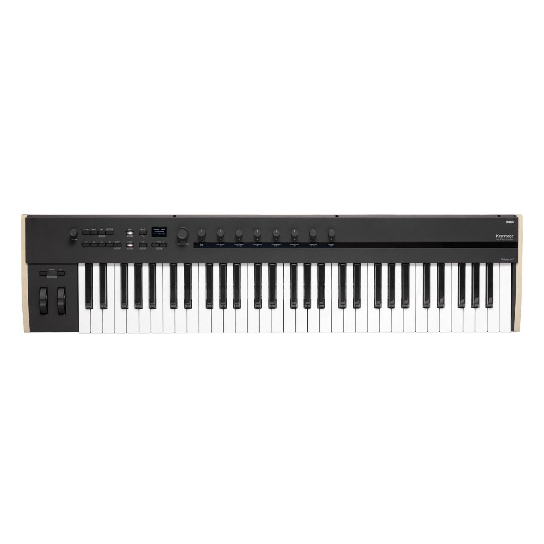 Top view of Korg Keystage Poly AT MIDI Keyboard 61 Keys on white background