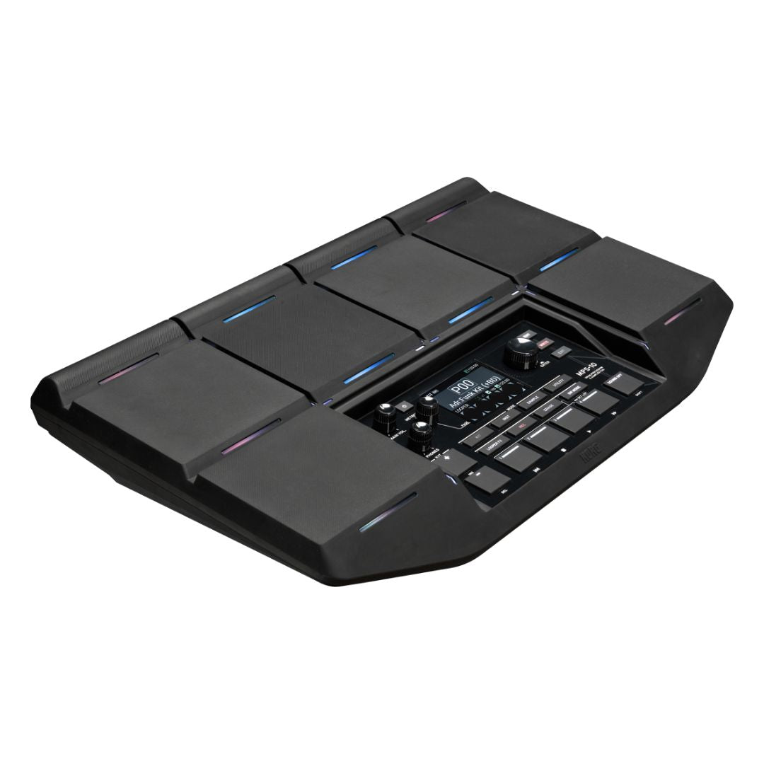 Angled view of Korg MPS-10 Drum, Percussion, and Sampler Pad on white background