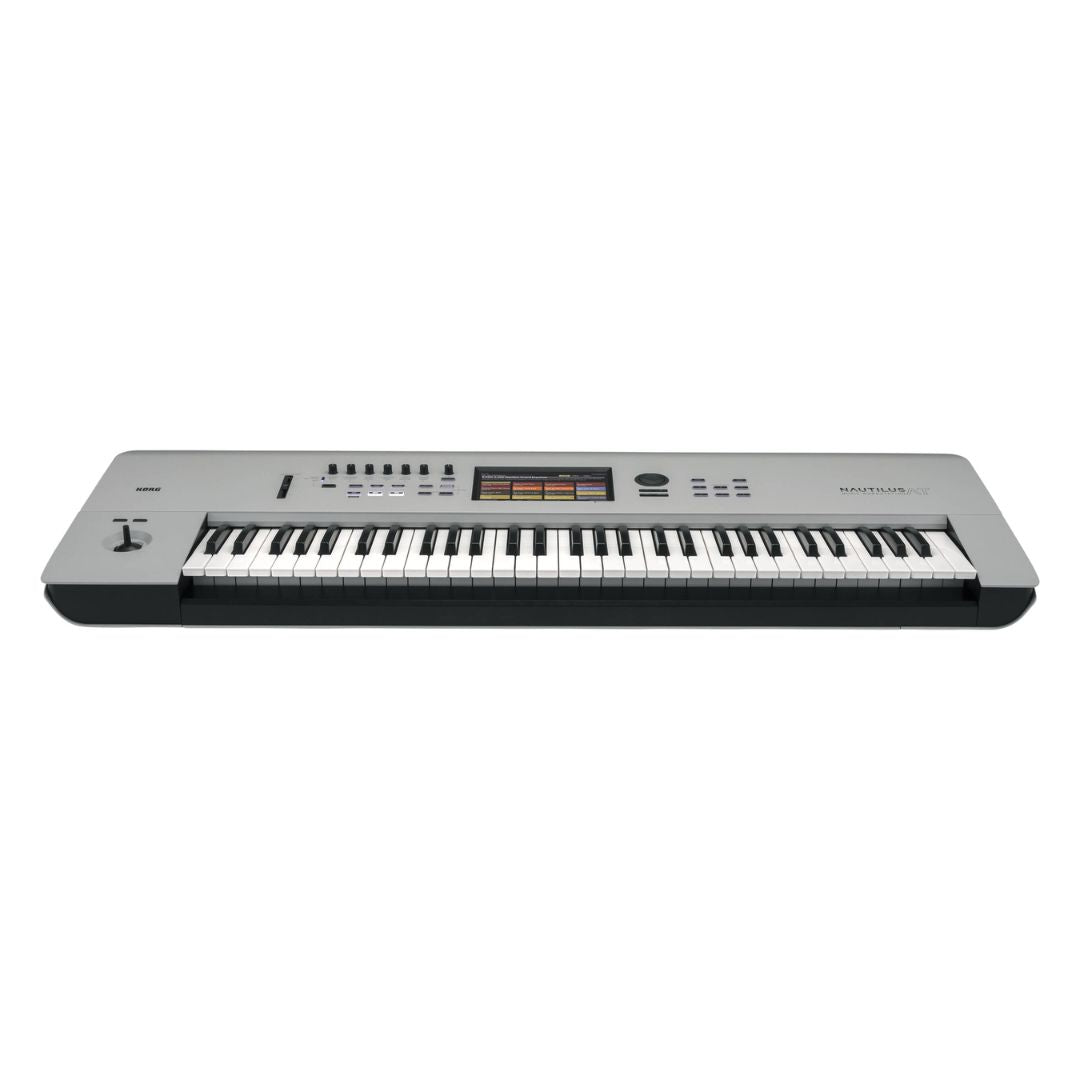 Front view of Korg NAUTILUS AT 61 Keys Gray on white background