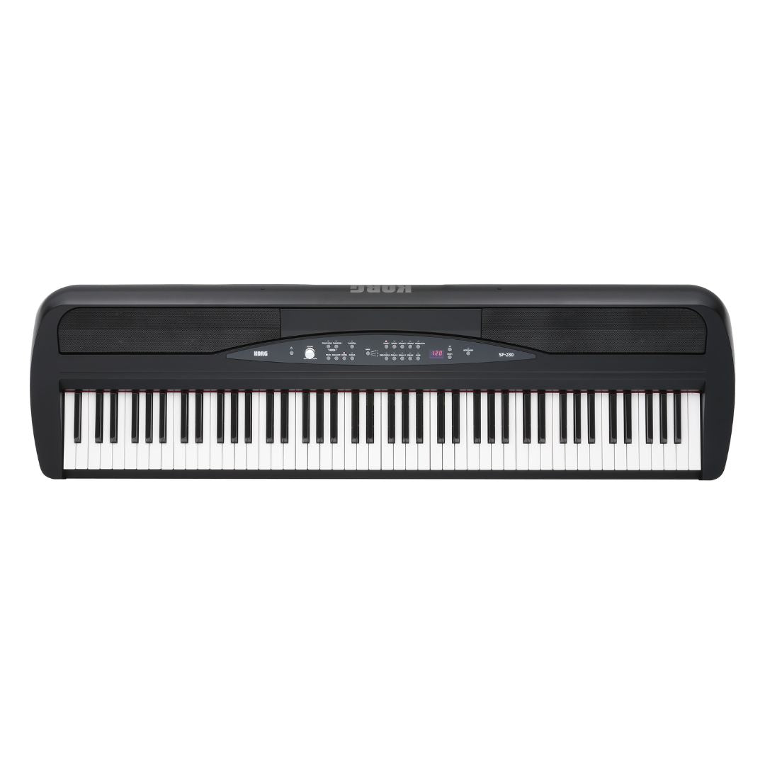 Top view of Korg SP-280 Digital Piano on white background
