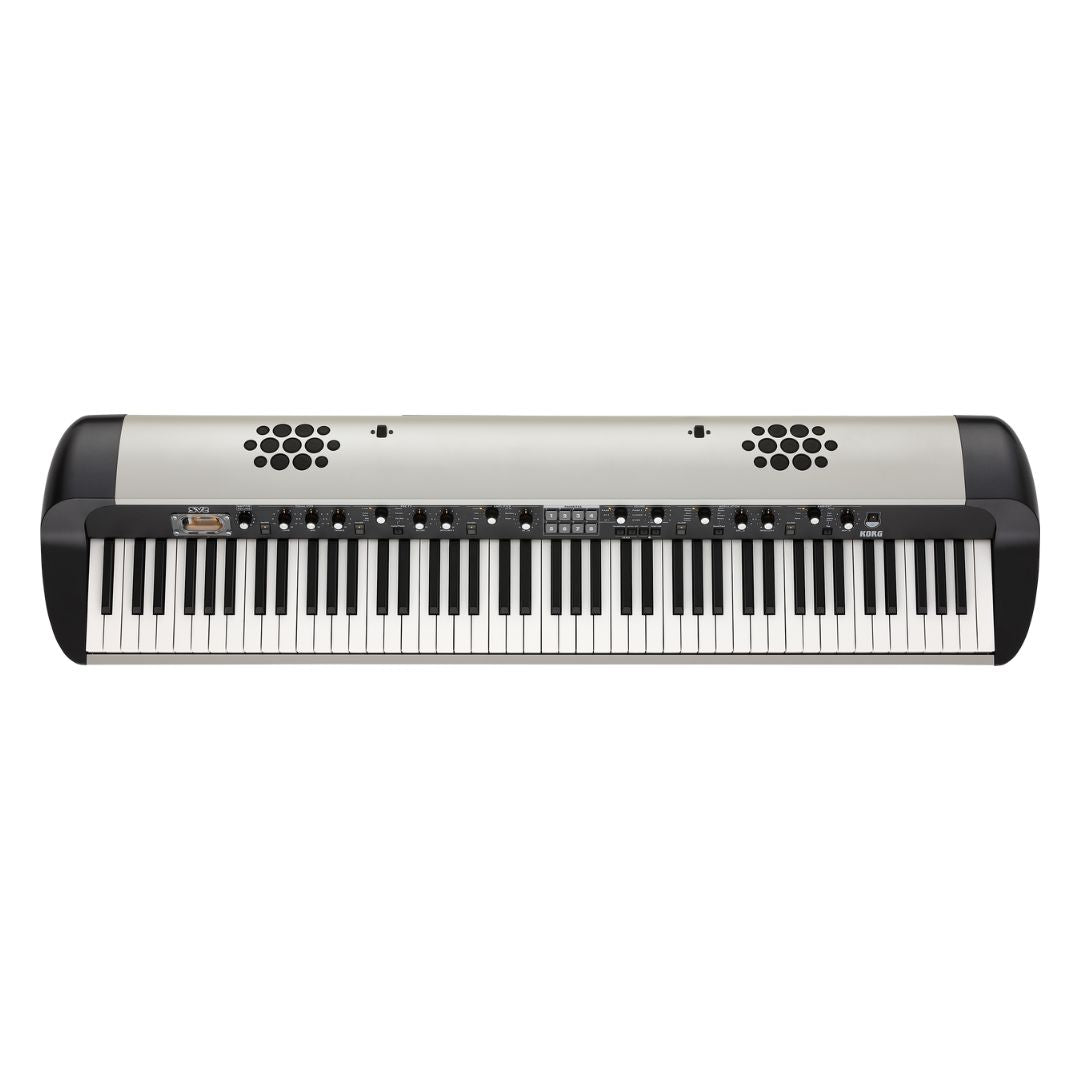 Top view of Korg SV-2 Stage Vintage Piano 88 Keys with Internal Speakers on white background