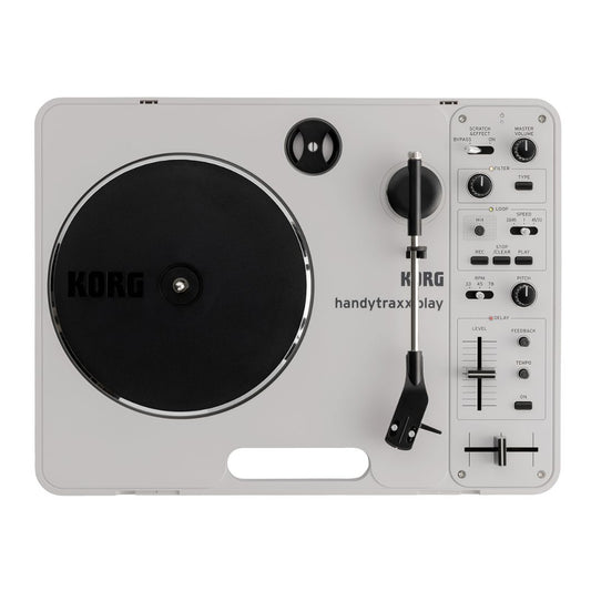 Top view of Korg handytraxx play on white background