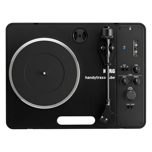 Top view of Korg handytraxx tube on white background