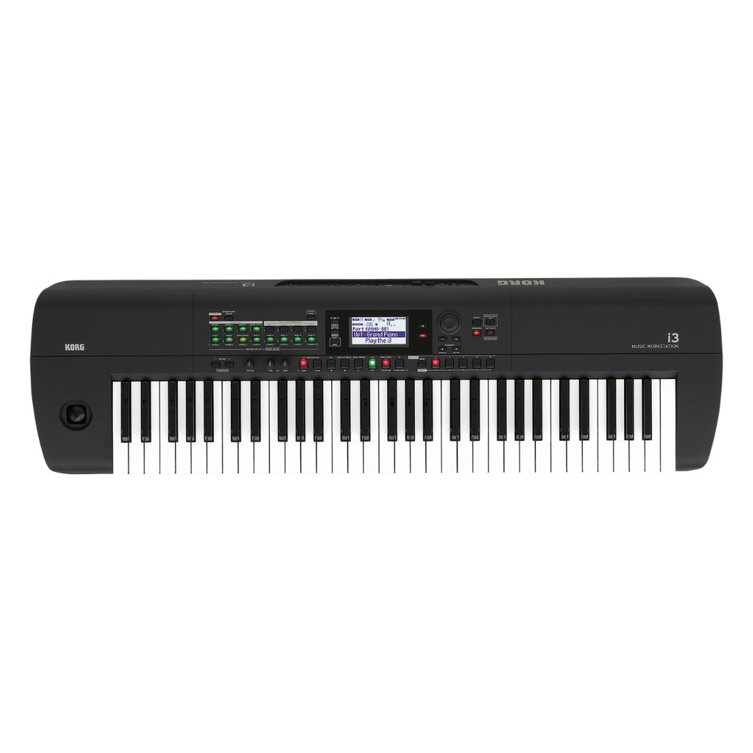 Top view of Korg i3 Super Matte Black on white background