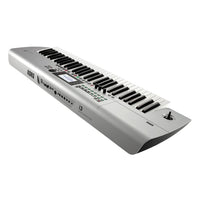 Angled view of Korg i3 Super Matte Silver on white background