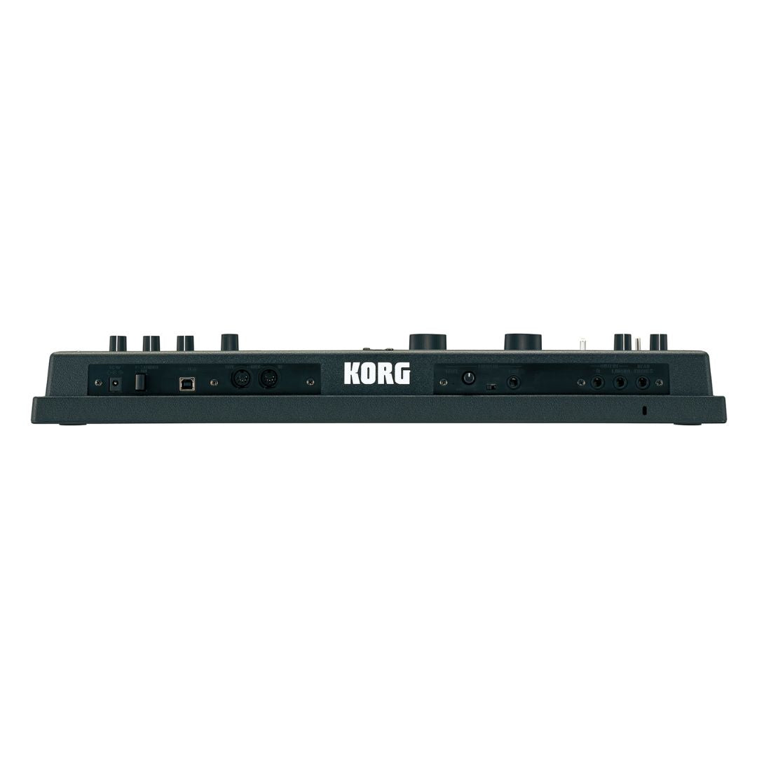 Rear view of Korg microKORG XL+ on white background