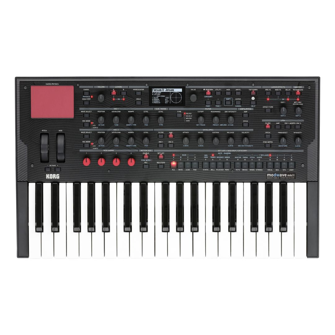 Top view of Korg modwave mk II Wavetable Synthesizer on white background