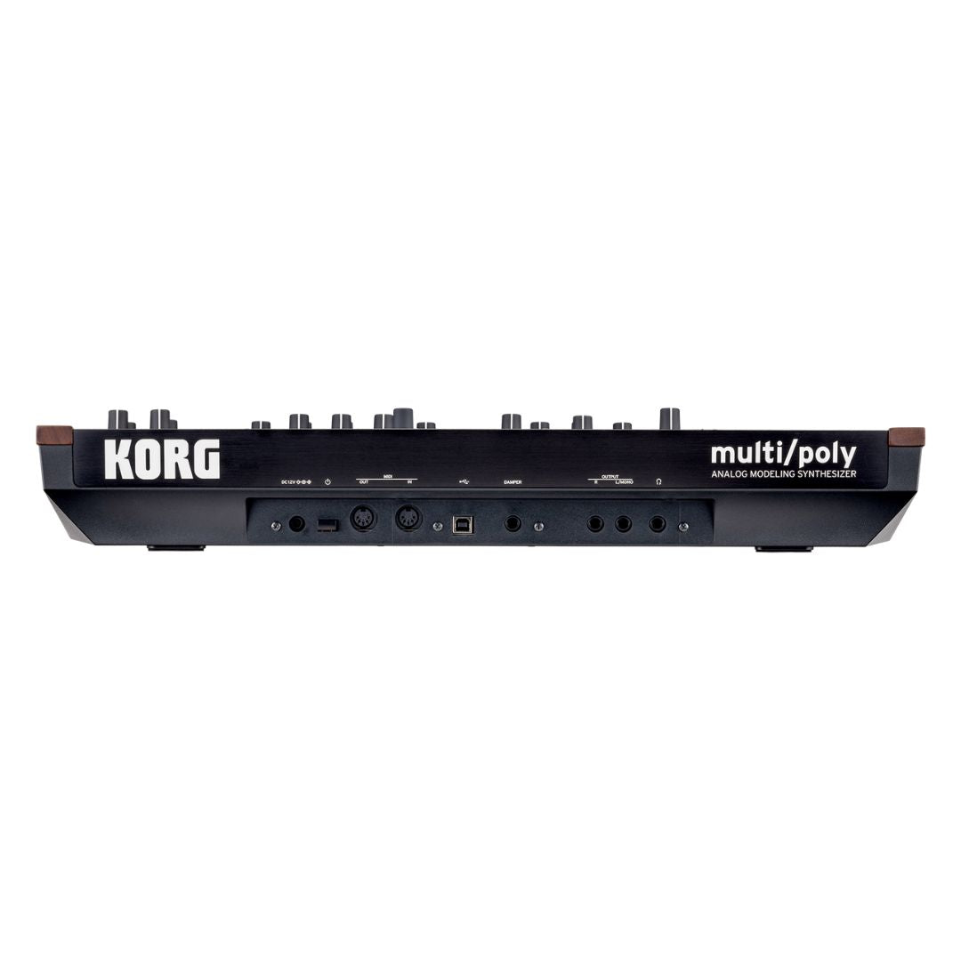 Rear view of Korg multi/poly on white background