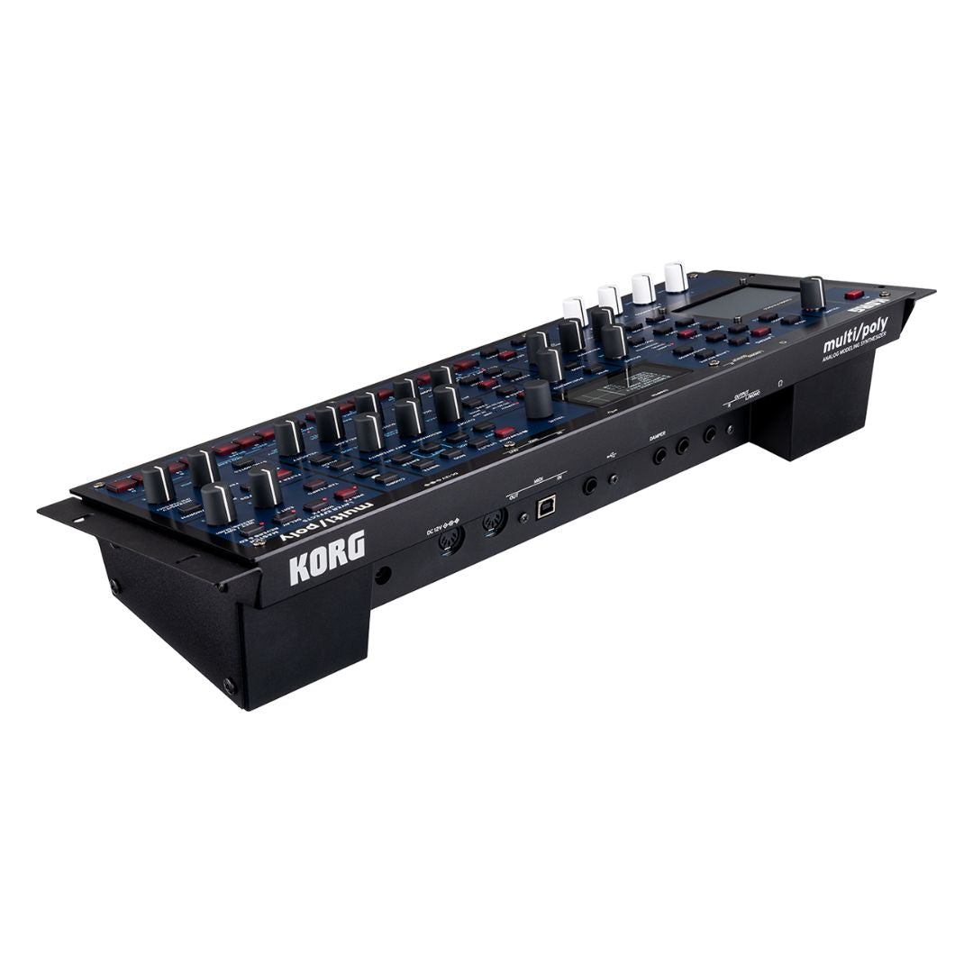 Angled rear view of Korg multi/poly module on white background